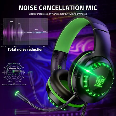 Pacrate RGB Gaming Headset for PS5/PS4/Xbox One/Nintendo Switch/PC/Mac, PS4 Headset with Microphone Xbox Headset with LED Lights, Noise Cancelling PS5 Headset for Kids Adults in Saudi Arabia