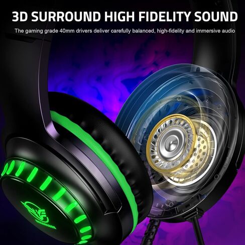 Pacrate RGB Gaming Headset for PS5/PS4/Xbox One/Nintendo Switch/PC/Mac, PS4 Headset with Microphone Xbox Headset with LED Lights, Noise Cancelling PS5 Headset for Kids Adults in Saudi Arabia