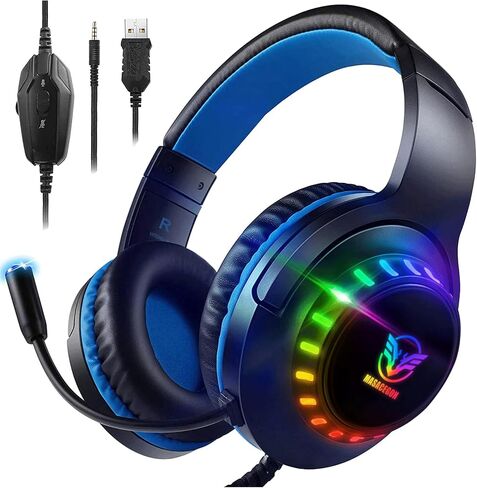 Pacrate RGB Gaming Headset for PS5/PS4/Xbox One/Nintendo Switch/PC/Mac, PS4 Headset with Microphone Xbox Headset with LED Lights, Noise Cancelling PS5 Headset for Kids Adults in Saudi Arabia
