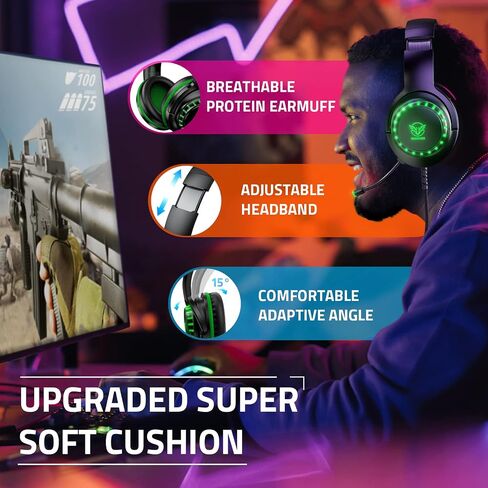 Pacrate RGB Gaming Headset for PS5/PS4/Xbox One/Nintendo Switch/PC/Mac, PS4 Headset with Microphone Xbox Headset with LED Lights, Noise Cancelling PS5 Headset for Kids Adults in Saudi Arabia
