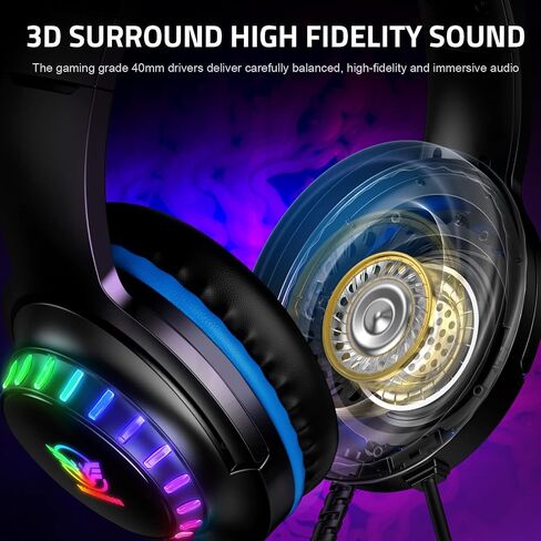 Pacrate RGB Gaming Headset for PS5/PS4/Xbox One/Nintendo Switch/PC/Mac, PS4 Headset with Microphone Xbox Headset with LED Lights, Noise Cancelling PS5 Headset for Kids Adults in Saudi Arabia