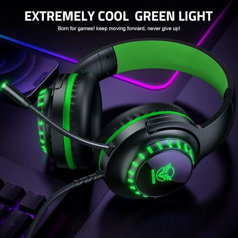 Pacrate RGB Gaming Headset for PS5/PS4/Xbox One/Nintendo Switch/PC/Mac, PS4 Headset with Microphone Xbox Headset with LED Lights, Noise Cancelling PS5 Headset for Kids Adults in Saudi Arabia