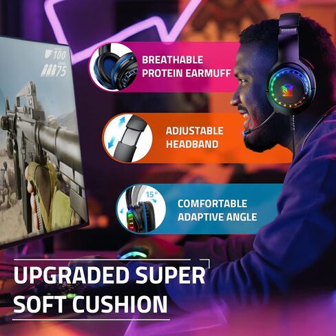 Pacrate RGB Gaming Headset for PS5/PS4/Xbox One/Nintendo Switch/PC/Mac, PS4 Headset with Microphone Xbox Headset with LED Lights, Noise Cancelling PS5 Headset for Kids Adults in Saudi Arabia
