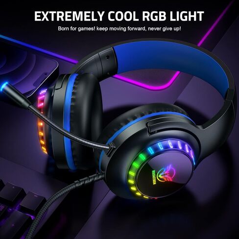 Pacrate RGB Gaming Headset for PS5/PS4/Xbox One/Nintendo Switch/PC/Mac, PS4 Headset with Microphone Xbox Headset with LED Lights, Noise Cancelling PS5 Headset for Kids Adults in Saudi Arabia