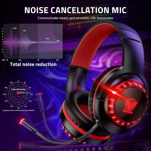Pacrate RGB Gaming Headset for PS5/PS4/Xbox One/Nintendo Switch/PC/Mac, PS4 Headset with Microphone Xbox Headset with LED Lights, Noise Cancelling PS5 Headset for Kids Adults in Saudi Arabia