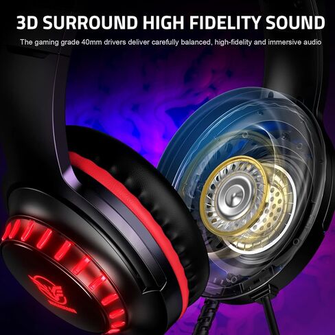 Pacrate RGB Gaming Headset for PS5/PS4/Xbox One/Nintendo Switch/PC/Mac, PS4 Headset with Microphone Xbox Headset with LED Lights, Noise Cancelling PS5 Headset for Kids Adults in Saudi Arabia