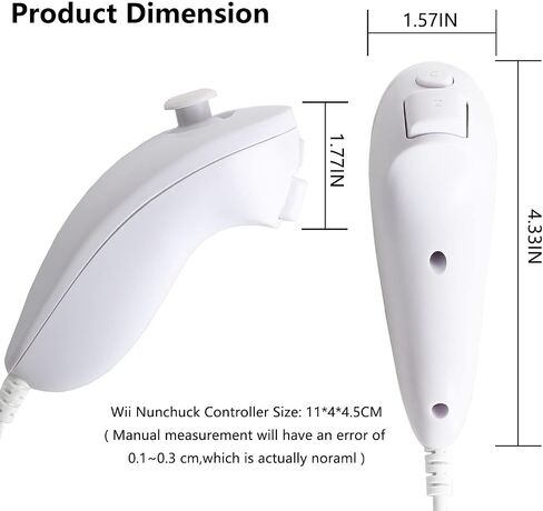 HDJDCBCV Wii Nunchuck Controller, 2 Packs Nunchuck Video Game Controller Joystick Remote, Nunchuck Controller Compatible for Wii Wii U Console, Left and Right Hand Game Controller (White) in Saudi Arabia