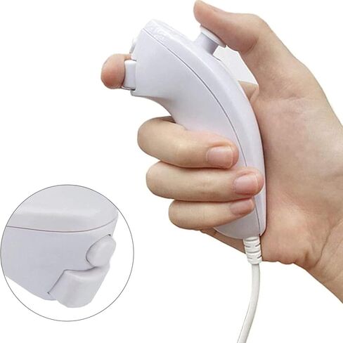 HDJDCBCV Wii Nunchuck Controller, 2 Packs Nunchuck Video Game Controller Joystick Remote, Nunchuck Controller Compatible for Wii Wii U Console, Left and Right Hand Game Controller (White) in Saudi Arabia