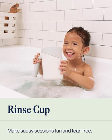 Lalo Bath Rinse Cup - Handle for Easy Grip, Tear-Free Baby Bathing, Flexible Lip, Non-Toxic, Soft Edge, Lightweight Bath Cup For Rinsing Hair and Body - Coconut in Kuwait