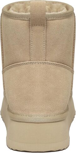 Genuine Suede Platform Mini Boots for Women Fur Lined Ankle Boots | Winter Warm Snow Boots, Fuzzy Plush Lined, Anti-Slip Rubber Sole, Slip On, Cushioning, Outdoor, Classic in Saudi Arabia