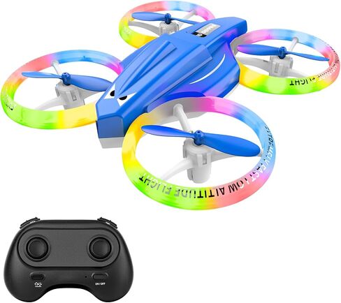 طائرة بدون طيار، طائرة بدون طيار صغيرة للأطفال والمبتدئين، طائرة بدون طيار مع ضوء LED، طائرة بدون طيار داخلية صغيرة مع 360 درجة، بطاريتان، مفتاح واحد للإقلاع، هدية لعبة طائرة للأطفال للصبي والفتاة (أزرق داكن) in Saudi Arabia