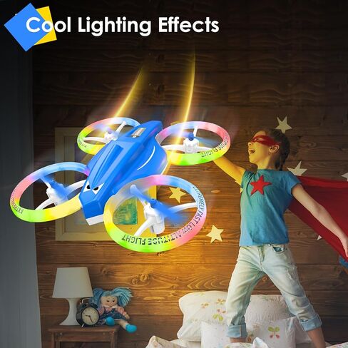 طائرة بدون طيار، طائرة بدون طيار صغيرة للأطفال والمبتدئين، طائرة بدون طيار مع ضوء LED، طائرة بدون طيار داخلية صغيرة مع 360 درجة، بطاريتان، مفتاح واحد للإقلاع، هدية لعبة طائرة للأطفال للصبي والفتاة (أزرق داكن) in Saudi Arabia