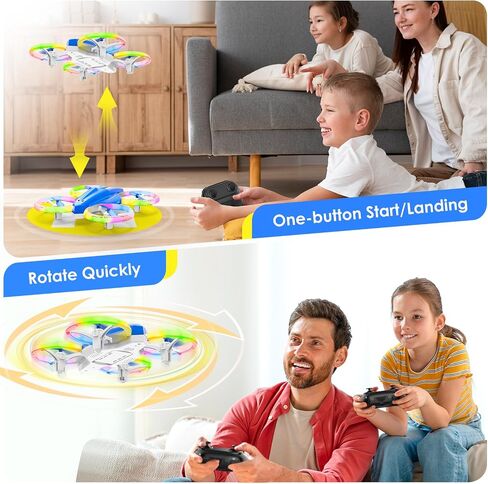 طائرة بدون طيار، طائرة بدون طيار صغيرة للأطفال والمبتدئين، طائرة بدون طيار مع ضوء LED، طائرة بدون طيار داخلية صغيرة مع 360 درجة، بطاريتان، مفتاح واحد للإقلاع، هدية لعبة طائرة للأطفال للصبي والفتاة (أزرق داكن) in Saudi Arabia