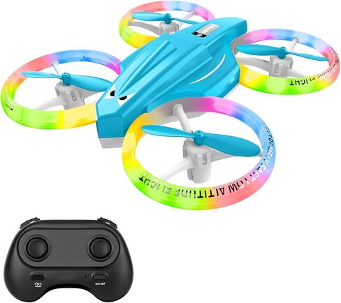 طائرة بدون طيار، طائرة بدون طيار صغيرة للأطفال والمبتدئين، طائرة بدون طيار مع ضوء LED، طائرة بدون طيار داخلية صغيرة مع 360 درجة، بطاريتان، مفتاح واحد للإقلاع، هدية لعبة طائرة للأطفال للصبي والفتاة (أزرق داكن) in Saudi Arabia