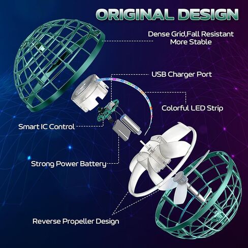 2024 Flying Orb Ball Toy - Galaxy Ball Flying Space Orb - Magic Cool Boomerang Ball Hover Ball with RGB Light - Floating Ball Soaring Mini Drone Gift for Boys Girls Kids Adults - (Blue) in Saudi Arabia