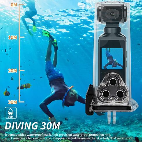 Handheld Action Camera, 270° Rotatable 4K HD WiFi Enabled Pocket Camcorder for Filming Travel Vlog Video, with Mic Clip, 30M Waterproof Case, 1.3in HD LCD Screen in Saudi Arabia