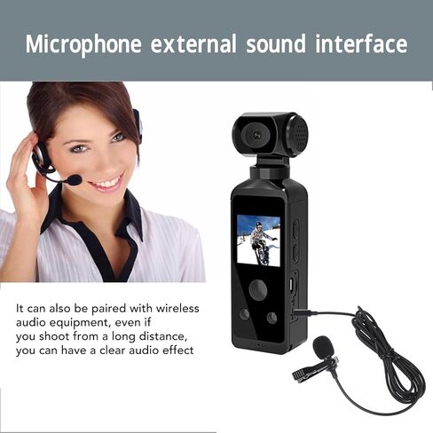 Handheld Action Camera, 270° Rotatable 4K HD WiFi Enabled Pocket Camcorder for Filming Travel Vlog Video, with Mic Clip, 30M Waterproof Case, 1.3in HD LCD Screen in Saudi Arabia