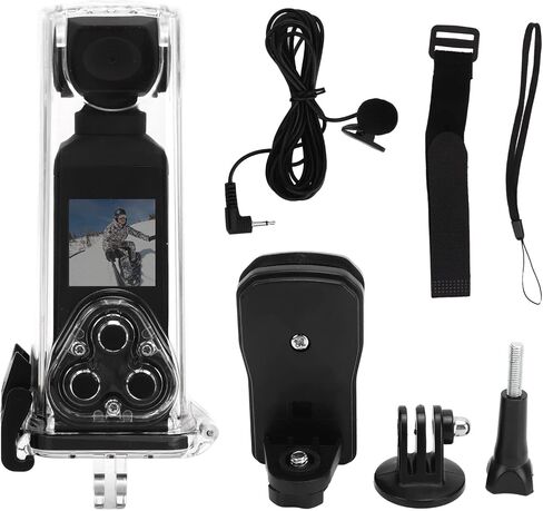 Handheld Action Camera, 270° Rotatable 4K HD WiFi Enabled Pocket Camcorder for Filming Travel Vlog Video, with Mic Clip, 30M Waterproof Case, 1.3in HD LCD Screen in Saudi Arabia