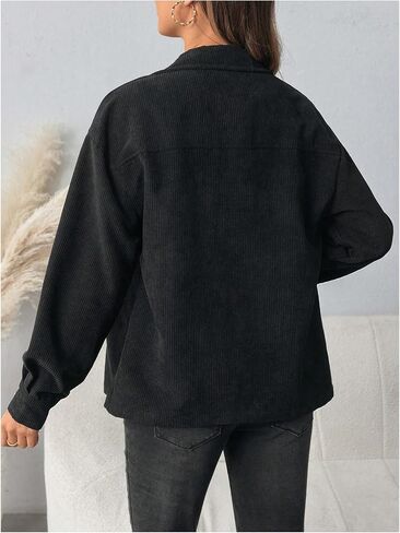 MakeMeChic Women's Maternity Corduroy Jacket Shirt Button Down Long Sleeve Pregnancy Shacket in Saudi Arabia