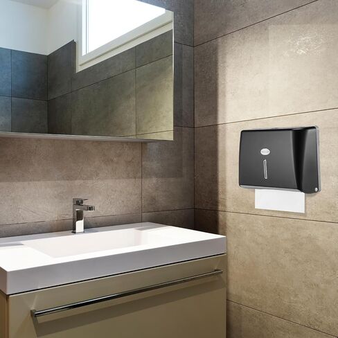 Tioncy 6 Pack Paper Towel Dispenser Wall Mount Commercial with Lock Adhesive No Drilling or Screws Install White Plastic Tri Fold, C Fold Paper Hand Towel Holder for Bathroom Restroom Kitchen Office in Saudi Arabia