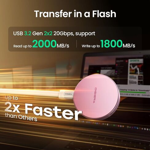 2TB Magnetic Portable SSD, External Solid State Drive with Type-C USB 3.2 Gen 2x2, Speeds Up to 2000MB/s, Compact & Durable, Ideal for Content Creators, Professionals, Gamers, White in Saudi Arabia