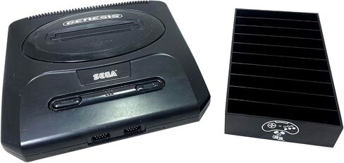 Black, Sega Genesis Compatible Cartridge Holder, Sega Game Tray, Holds 10 Games, Clutter Reducing, Retro Video Game Collection, Dust Protector, Works with Sega Genesis Cartridges in Saudi Arabia
