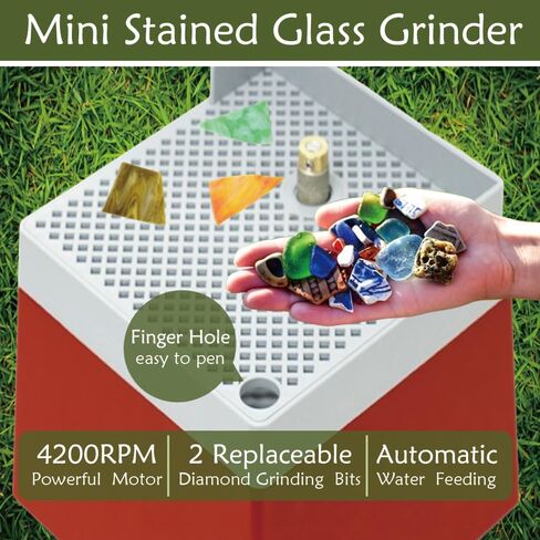 Portable Stained Glass Grinder Machine, 4200rpm Cordless Mini Art DIY Ceramic Shell Grinding Tool with 5/8" & 1" Diamond Grinder Bit Rechargeable 5V Safety Voltage Red in Saudi Arabia