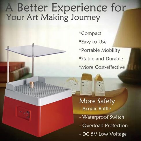 Portable Stained Glass Grinder Machine, 4200rpm Cordless Mini Art DIY Ceramic Shell Grinding Tool with 5/8" & 1" Diamond Grinder Bit Rechargeable 5V Safety Voltage Red in Saudi Arabia