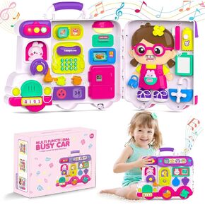 Montessori Busy Board for 1-2 Year Old,Musical Toys for Toddlers 1-3 Year,Motor Skills Developmental Toy for 12-18 Month Age,Perfect for Preschool or Travel,Birthday Gift for 1+Year Old Boy & Girl