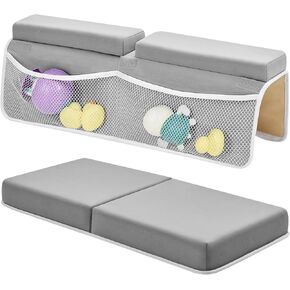 Baby Bath Kneeler and Elbow Rest Pad Set - 26'' Extra Long and 2.4'' Thick, Quick Dry Kneeling Pad for Bathing Baby with Knee & Arm Support, Foldable Non-Slip Bathtub Mat with Toys Organizer