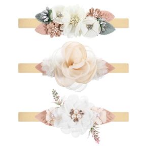 3 Packs Baby Girls Headbands Elastic Flower Hair Bows Soft Newborn Hair Accessories Kids Infant Hair Bands Essentials Cute Polyester Wraps Gifts for Toddlers Filming Decorate Supplies
