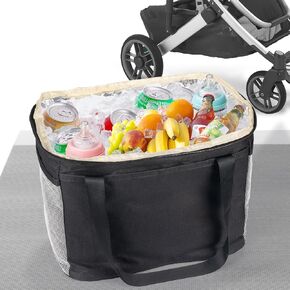 Stroller Cooler for UPPAbaby - Wagon Cooler and Organizer - Universal Fit - Insulated - Attaches to Strollers, Wagons, Walkers and Wheelchairs - Large Capacity - Black