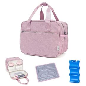 Breastmilk Cooler Bag with Ice Pack,Fits 6 Baby Bottles Up to 9 Ounce Breast Milk Cooler Travel Bag Compatible with Wearable Breast Pumps & Accessories for Nursing Mom Daycare Black