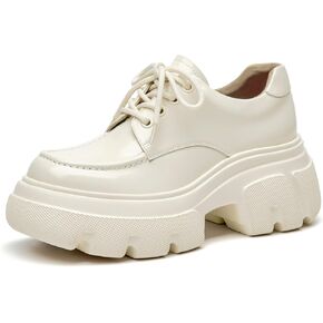 BEAU TODAY Platform Oxfords للنساء، أحذية أكسفورد مكتنزة للنساء، أحذية عمل كاجوال للنساء، أحذية عمل جلدية مريحة غير قابلة للانزلاق للنساء الأنيقات