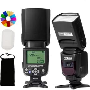 AMBITFUL AF970 Camera Flash Speedlite for Canon Nikon Sony Olympus Fuji Panasonic,2.4G Wireless Flash, Recycle Time 0.1-2.5s,Adjustable Flash Head W/LCD Panel&Single-Contact Hotshoe