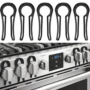 Gas Stove Knob Locks, 5 Pack Stove Knob Locks for Child Safety, Heat-Resistant, Baby Proof Oven Knob Covers Lock for Kids and Pets (Black)