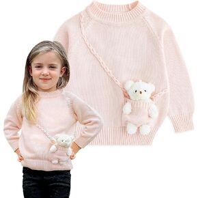 Simplee kids Baby Sweater with Bear in The Pocket Hand Crocheted Pullover Sweater Knit Toddler Clothes for Winter and Fall