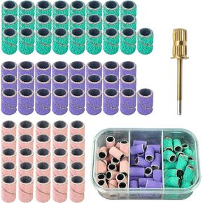 AM ARROWMAX 75Pcs Sanding Drums Kit, 80 120 180 Grit Sanding Bands Mini Drum Sander Sleeves with 3/32-Inch Shank Drum Sanding Mandrels for Drill Dog Nail Grinder