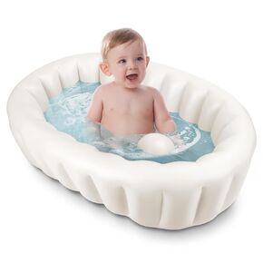 Baby Bath Tub Inflatable Bathtub, Travel Foldable Portable Bathtub for Infant and Newborn to Toddler, Blow Up Bathtub for Boys and Girls 0-18 Months, Air Pump Included, White