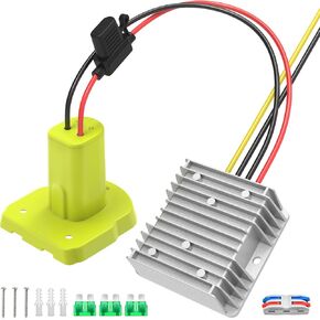 18V to 12V Step-Down Converter for Ryobi 18V Battery, 240W 12V/20A DC-DC Buck Converter Power Wheels Battery Adapter with 30A Fuses