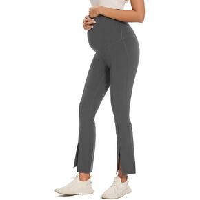 Liu & Qu Maternity Flare Leggings Over The Belly Split Front Bootcut Pregnancy Yoga Pants Soft