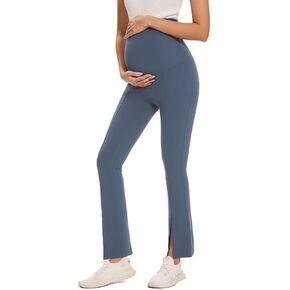 Liu & Qu Maternity Flare Leggings Over The Belly Split Front Bootcut Pregnancy Yoga Pants Soft in Kuwait