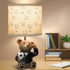 Small Bear Table Lamp for Bedroom Nightstand,Animal Nursery Single Bedside Lamp for Kid,Mini Cute Desk Lamp with Lampshade for Boy Girl(Bulb Included)