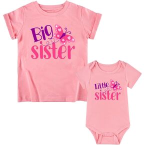 Funnycokid Big Sister Little Sister Matching Outfits Toddler Girl Shirt Newborn Clothes