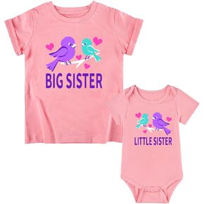 Funnycokid Big Sister Little Sister Matching Outfits Toddler Girl Shirt Newborn Clothes