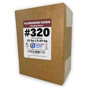 Ultra Fine Aluminum Oxide Blast Media #320 Grit - 12 lbs. - Abrasive for Blast Cabinets, Sandblasters and Sandblast Guns