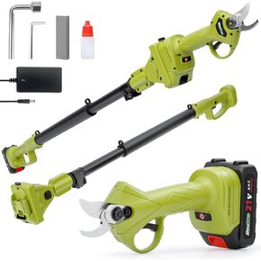 20V 2-in-1 Brushless Pole Pruning Shear, Battery Powered Cordless Electric Pruning, Reach to 13-ft, 1-Inch Cutting Diameter Tree Pruner(Battery and Fast Charger Included)