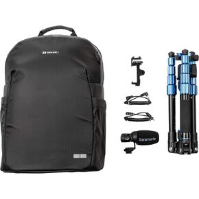 Saramonic Roadieographer Audio/Video YouTube Facebook Instagram Content Creation Kit w/Backpack, Benro Tripod, Phone Clamp, and Saramonic Condenser Mic w/Cables (ROADIEOGRAPHER2)
