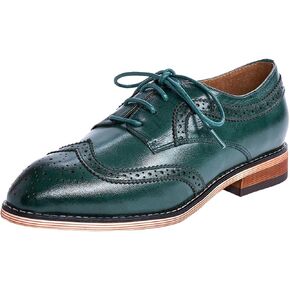 Mona flying Casual Wing Tip Oxfords Brogue for Women Ladies Handmade Lace up Leather Derby Shoes