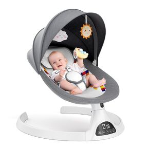 Baby Swings for Infants - 5 Sway Speeds Baby Swing with 12 Preset Lullabies and Bluetooth, Portable Baby Rocker Soft and Safe Fabrics, 3 Timer Settings, Remote Control, for Baby 5-20Lb, Gray